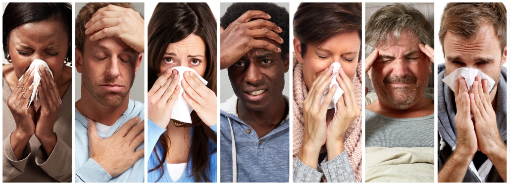 Collage of people feeling sick