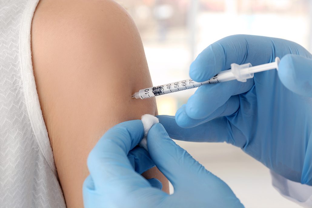 person receiving allergy shots