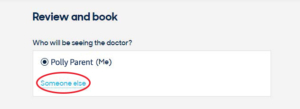 Booking on behalf of process for Pediatric Patients